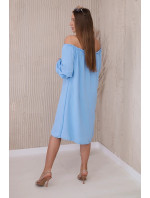 Španělské šaty s ozdobnými rukávy modrý