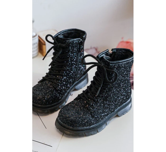 Dětské Brokatové Botky Oceněné Se Zipem Černé Saussa Dětské Brokatové Botky Oceněné Se Zipem Černé Saussa