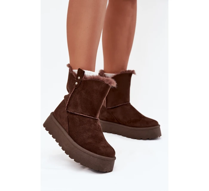 Dámské Sněhule Na Platformě S Kožíškem Čokoládové model 21706838 - Boto Dámské Sněhule Na Platformě S Kožíškem Čokoládové model 21706838 - Boto