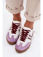 Kožené síťované dámské tenisky Zazoo N1318 bílo-fialové