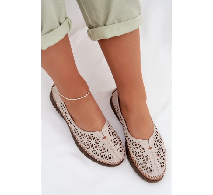 Dámské krajkové baleríny z přírodní kůže Sergio Leone SP-006 šedé