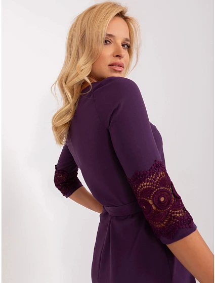 Dámské šaty LK SK model 18972776 Tmavě fialová - FPrice Dámské šaty LK SK model 18972776 Tmavě fialová - FPrice
