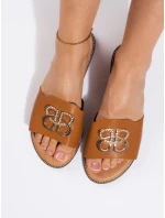 Výborné dámské hnědé nazouváky bez podpatku Výborné dámské hnědé nazouváky bez podpatku