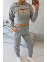 3dílná bavlněná souprava šedá