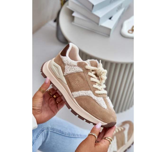 Zateplené dámské kožené sneakersy Big Star model 21675384 HIPOLY SYSTEM Béžové - Big Star Shoes