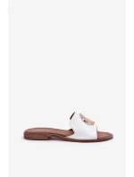 Kožené Pantofle S Dekorací Na Plochém Podpatku Bílé Zazoo model 21682298 - Boto Kožené Pantofle S Dekorací Na Plochém Podpatku Bílé Zazoo model 21682298 - Boto