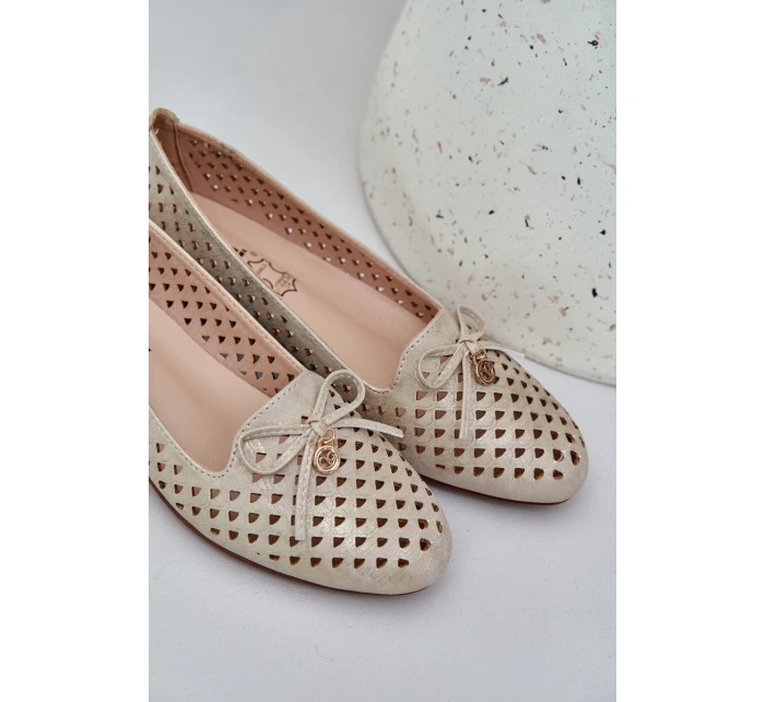 Baletky S Mašlí Eko Kůže Zlaté model 21685236 - Boto