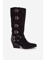 Kozačky Kovbojky na podpatku s přezkami Černé model 21710975 - Boto