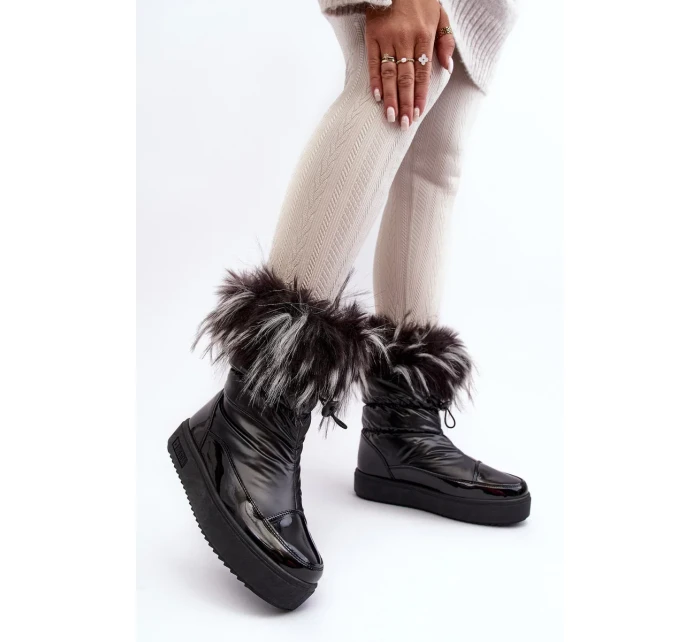 Dámské sněhule s kožešinou Black Big Star