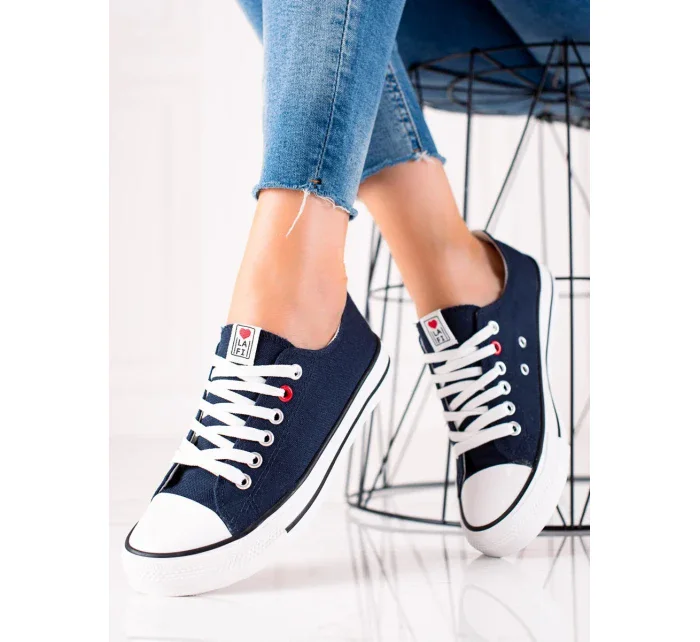 Jedinečné dámské  tenisky modré bez podpatku