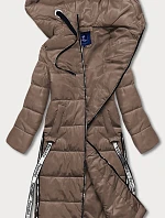 Dámská dlouhá péřová bunda kávová (AG3-3038)