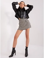 Krátká černá dámská bunda z imitace kůže model 20970138 - Factory Price
