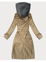Klasický trenčkot s odnímatelnou kapucí Goodlookin tmavě béžový (T2-2252#-5)