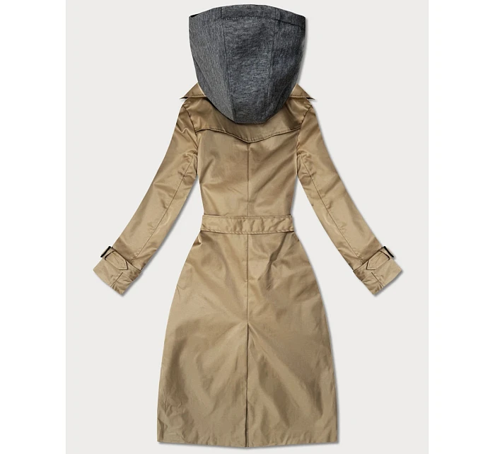 Klasický trenčkot s odnímatelnou kapucí Goodlookin tmavě béžový (T2-2252#-5)