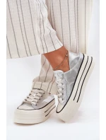 Dámské Kožené Tenisky Na Platformě GOE RR2N4108 Stříbrné