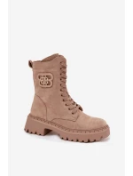 Dámské workery boty s ozdobným zateplené béžové model 21715364 - Boto