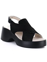 Dámské kožené sandály na platformě černé S.Barski model 22099400