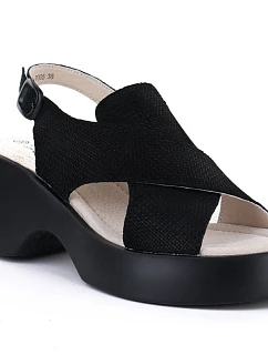 Dámské kožené sandály na platformě černé S.Barski model 22099400