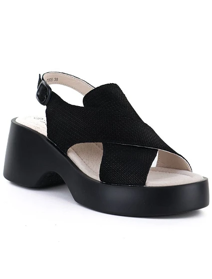 Dámské kožené sandály na platformě černé S.Barski model 22099400