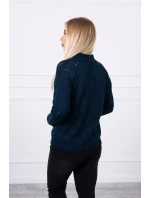 Svetr s polovičním rolákem a kosočtvercovým vzorem tmavě modrý Svetr s polovičním rolákem a kosočtvercovým vzorem tmavě modrý