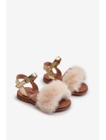 Dětské sandálky na suchý zip s kožíškem Zlaté Rosavere Dětské sandálky na suchý zip s kožíškem Zlaté Rosavere