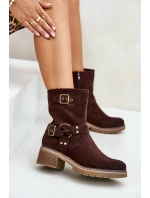 Dámské boty na nízkém podpatku se hnědé model 21671183 - Boto