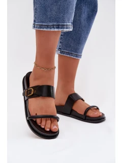 Dámské pantofle se zlatým sponou Černé model 21954737 - Boto