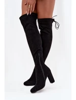 Dámské semišové kozačky na vysokém podpatku Černá Xamarin