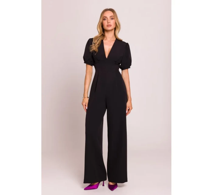 M852 Kombinéza s puff rukávy - černá