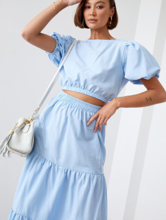 Dámská letní setová halenka se sukní světle modré barvy