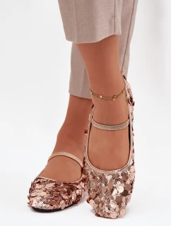 Dámské baleríny zdobené flitry Terlina – šampaňsko-růžové