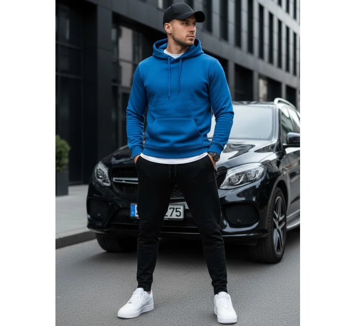 Pánská mikina s kapucí modrá Dstreet BX5081