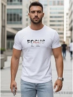 Pánské tričko s velkým nápisem, bavlněné, bílé, FashionStreet NX5137R Pánské tričko s velkým nápisem, bavlněné, bílé, FashionStreet NX5137R