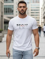 Pánské tričko s velkým nápisem, bavlněné, bílé, FashionStreet NX5137R