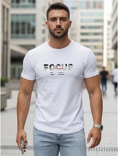 Pánské tričko s velkým nápisem, bavlněné, bílé, FashionStreet NX5137R