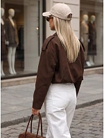 Krótka kurtka damska przejściowa brązowa model 22350768 - FashionStreet Krótka kurtka damska przejściowa brązowa model 22350768 - FashionStreet