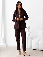 Elegantní dámský kostým – sako a kalhoty, hnědý, FashionStreet AY1245 Elegantní dámský kostým – sako a kalhoty, hnědý, FashionStreet AY1245