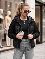 Dámská prošívaná přechodová bunda s kapucí, černá, FashionStreet TY6093 Dámská prošívaná přechodová bunda s kapucí, černá, FashionStreet TY6093
