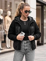 Dámská prošívaná přechodová bunda s kapucí, černá, FashionStreet TY6093
