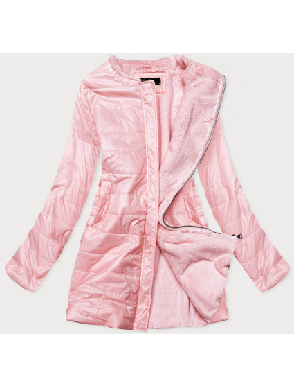 Růžová dámská bunda s kožíškem pro přechodné období model 15851126 - L&J studios