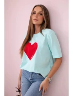 Bavlněná halenka s potiskem srdce mincovna Bavlněná halenka s potiskem srdce mincovna