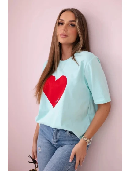 Bavlněná halenka s potiskem srdce mincovna Bavlněná halenka s potiskem srdce mincovna