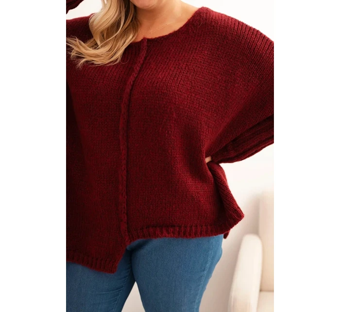 Svetr dámský Plus Size z model 21321808 s volným střihem a rukávem 3/4 fango - K-Fashion