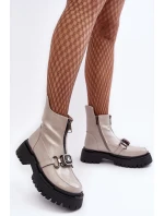 Dámské boty na zip D&A Světle šedá model 21636957 - S.Barski