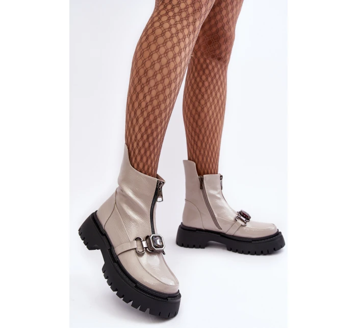 Dámské boty na zip D&A Světle šedá model 21636957 - S.Barski