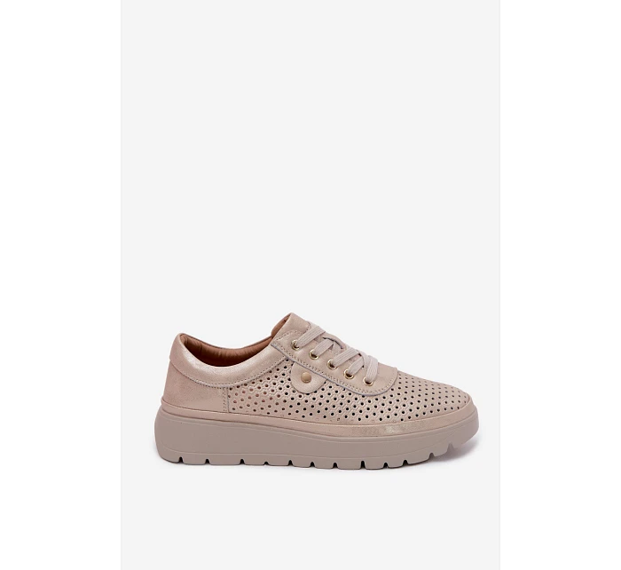 Kožené síťované dámské polobotky Vinceza 79629 zlaté