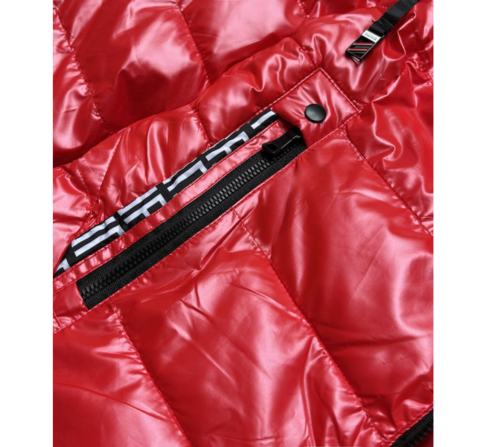 Lesklá červená bunda se vsadkami model 15904364 - SPEED.A