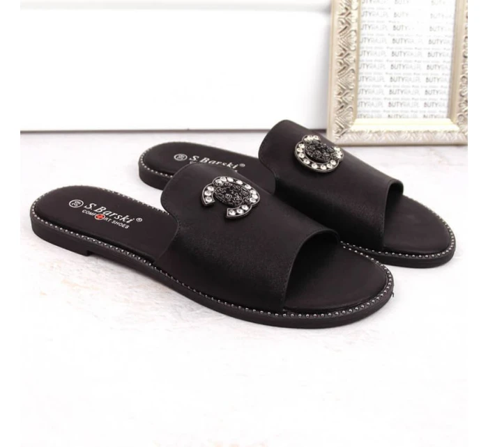 Pohodlné žabky se zirkony S.Barski W OLI258A černá