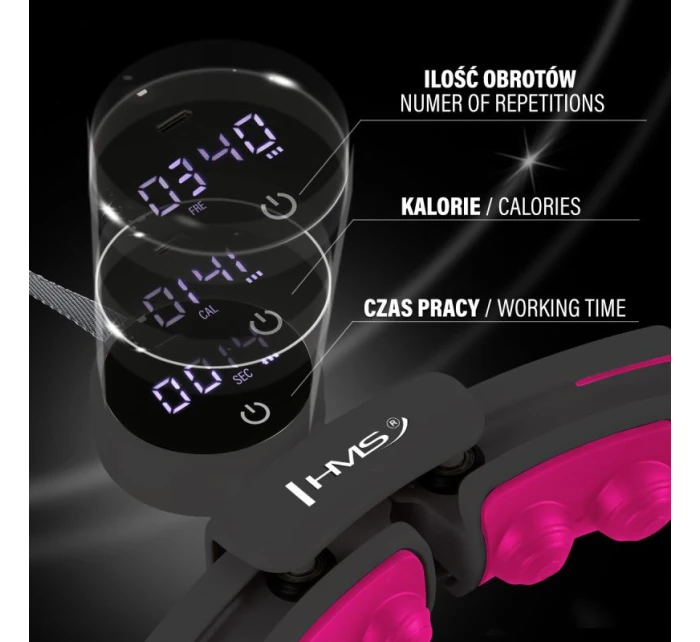 HHM16 HULA HOP ČERNÁ/RŮŽOVÁ S MAGNETY A ZÁVAŽÍM + POČÍTADLO HMS HHM16 HULA HOP ČERNÁ/RŮŽOVÁ S MAGNETY A ZÁVAŽÍM + POČÍTADLO HMS