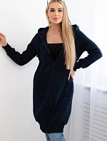 Zateplená dlouhá mikina s kapucí v barvě námořnická modř